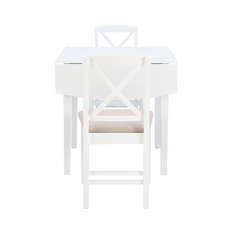 Aitana Drop Leaf 3-Piece Dining Set, White