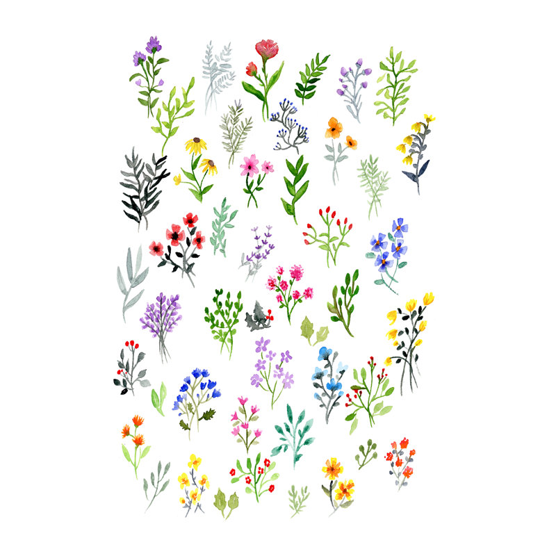 "Botanicals" par Leah Tedesco sur, Pas de tapis, H 48 po x l 32 po, Toile tendue