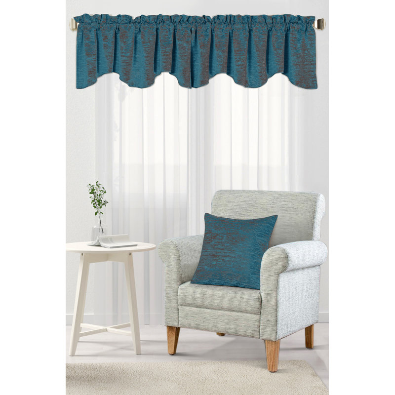Benin Abstract Ruffled Window Valance, Pagoda Blue