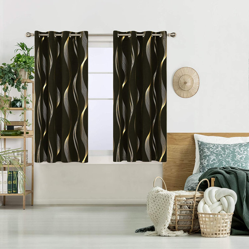 Maisonet Blackout Curtain Pair, Black, 117cm Width x 138cm Drop