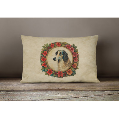 Christmas Flowers Frame Outdoor Throw Pillow