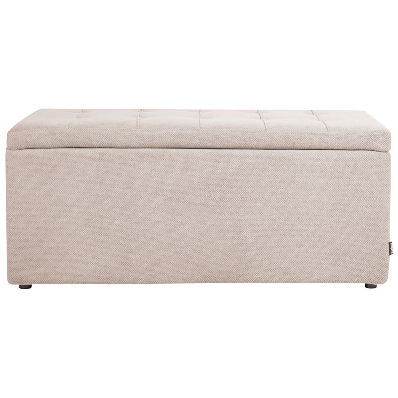 Rabecka Polyester Upholstered Storage Bench, Beige