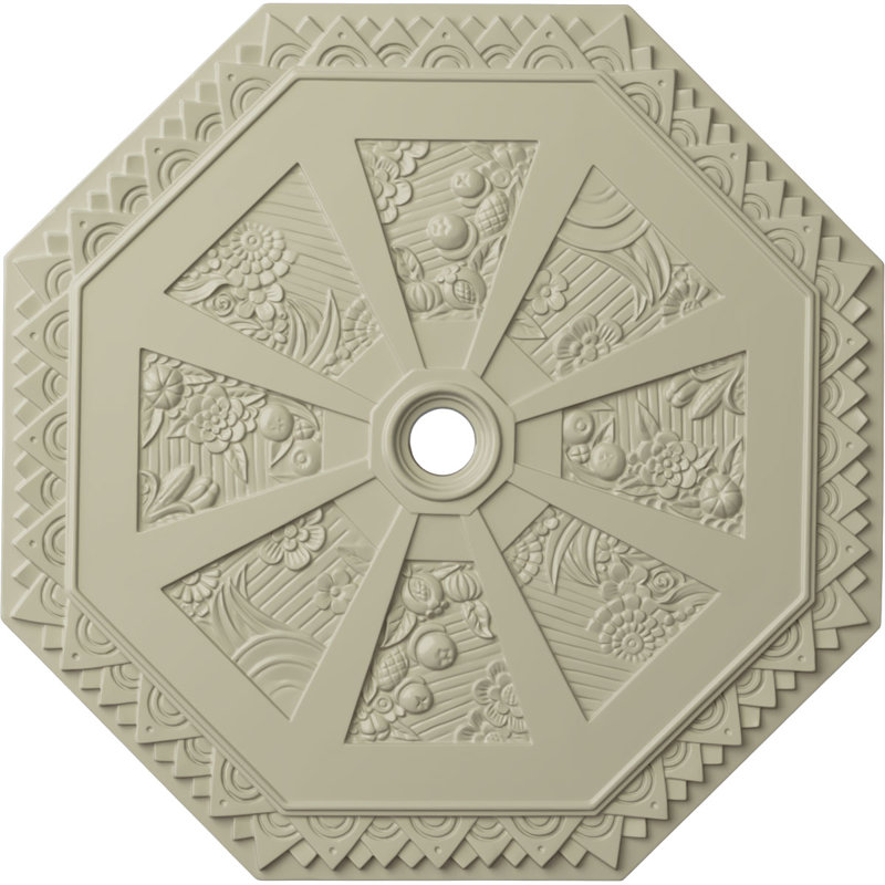 Endurathane Spring Octagonal Ceiling Medallion, 29 1/8"OD x 2 1/4"ID x 1 1/8"P (Fits Canopies up to 3"), Hand-Painted Clear Yellow Finish