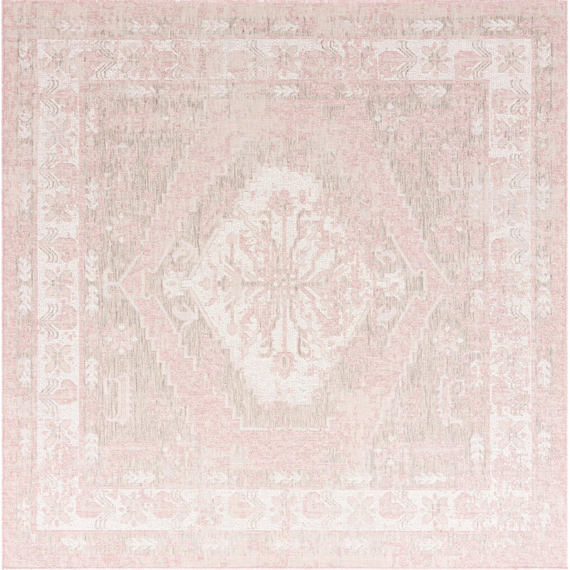Outdoor Nile Area Rug Pink Color, Square 10' x 10'