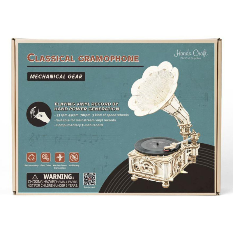 DIY 3D Moving Gears Puzzle - Classic Gramophone - 424 pcs