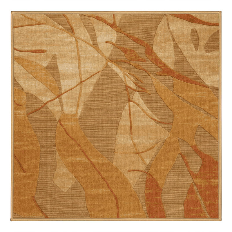 Machine Washable Abstract Brown Area Rug, Square 8'