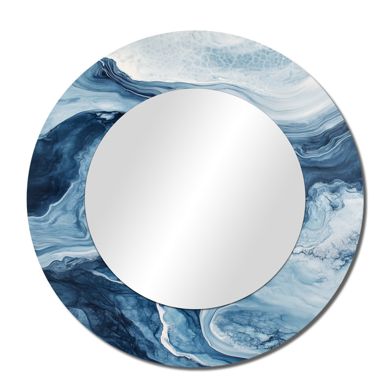 Cool Blue Contour - Miroir mural abstrait, impression sur métal, 36 po x 36 po