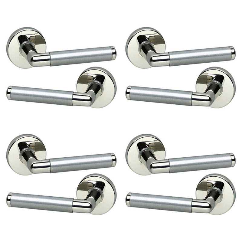 4x Urfic Vienna Metal Lever Latch Door Handles Set Rose Internal, External