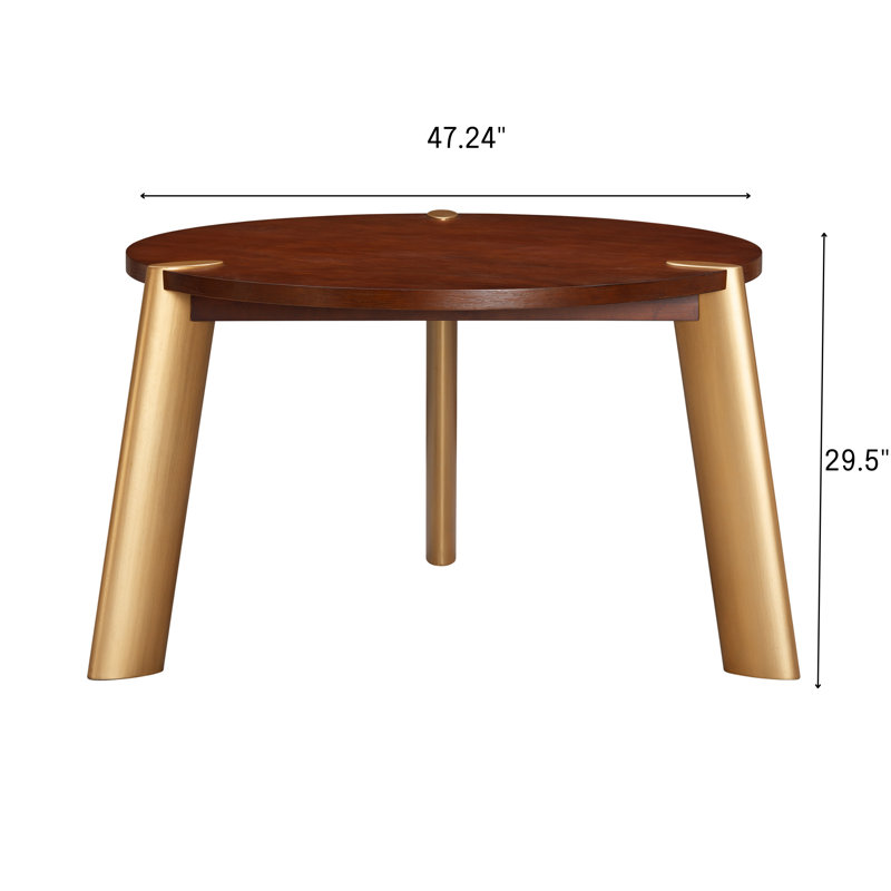 Ntc Tribase 47 Inch Modern Design, Round Dinner Table For Dining Room, Living Room Furniture, Effortless Assembly, Dark Walnut