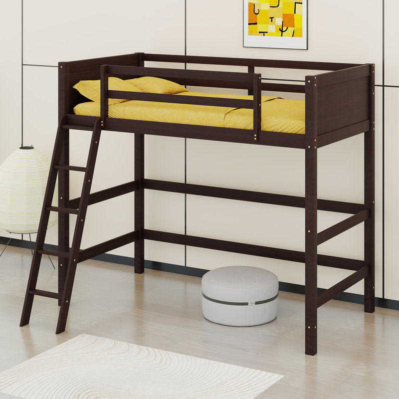 Lit mezzanine en bois avec échelle, Espresso