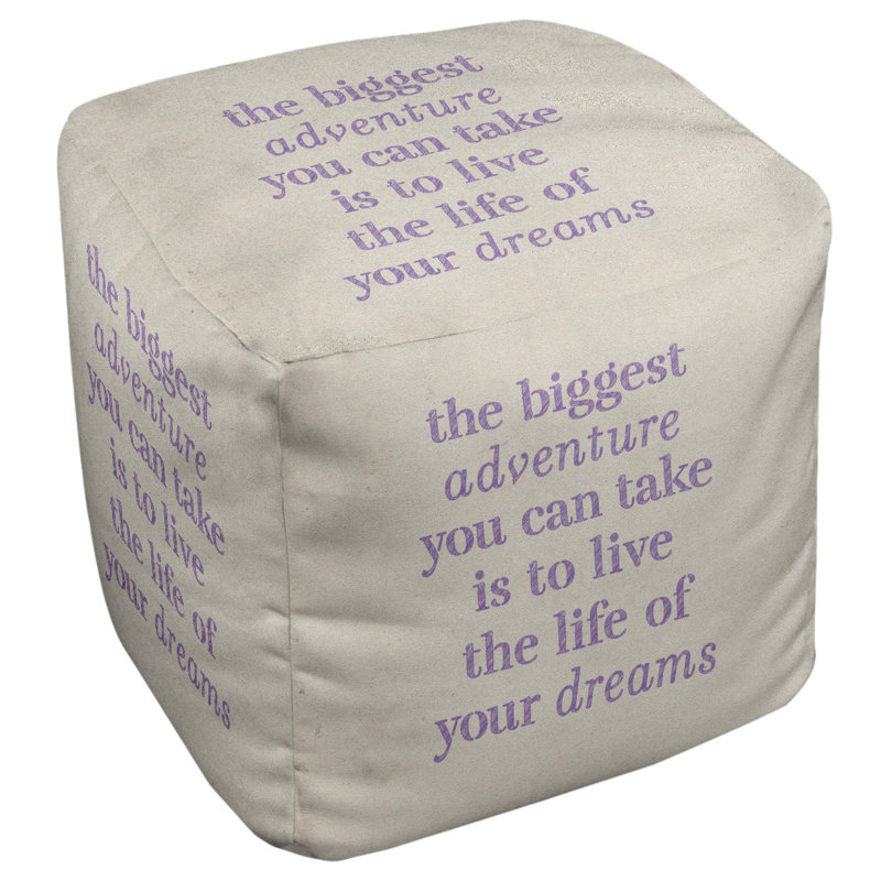 Upholstered Ottoman, White/Purple