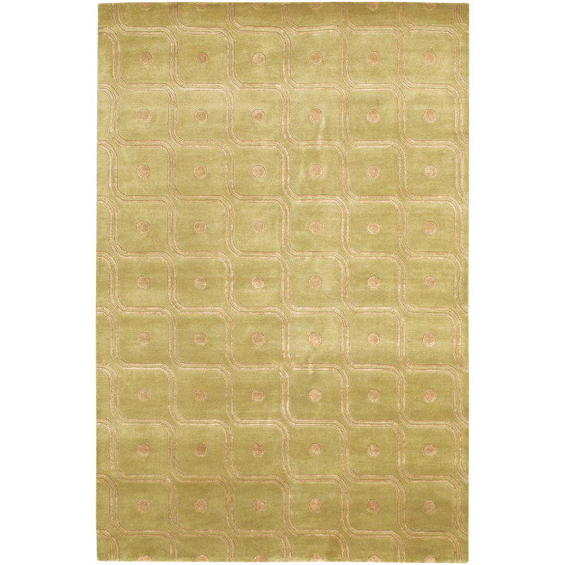 Aadi Geometric Hand-Knotted Wool Yellow/Beige Area Rug, Rectangle 2' x 3'