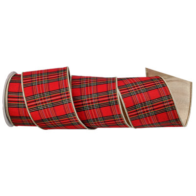 4"X5Y Metallic Dupion Plaid Ribbon