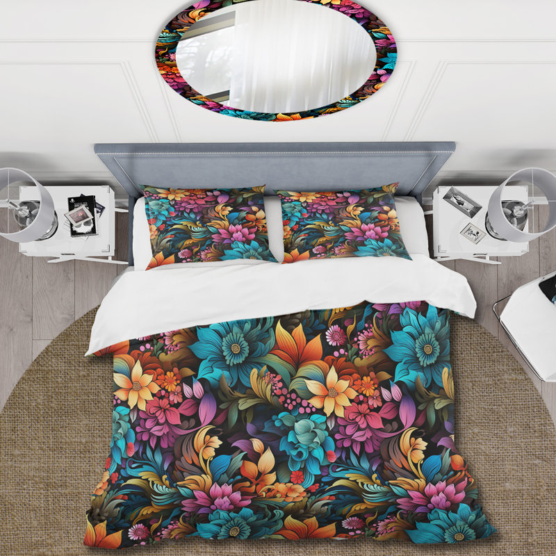 Vibrant Mandala Boho Pattern I - Ensemble de housse de couette à motif cachemire