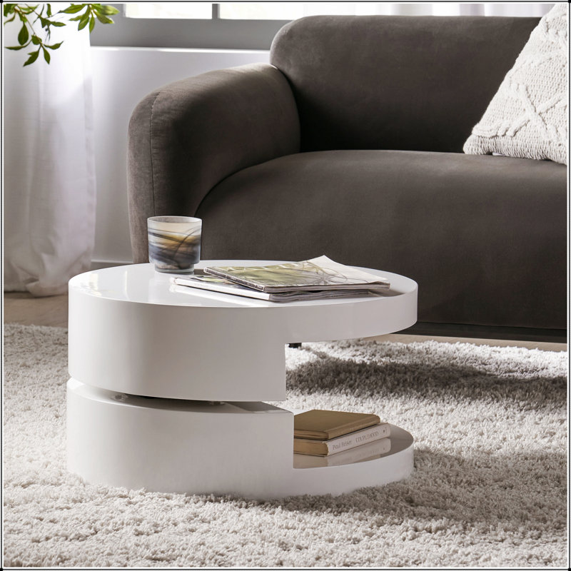Table basse rotative MODERNESQUE avec rangement caché, parfaite pour les espaces de vie élégants et organisés