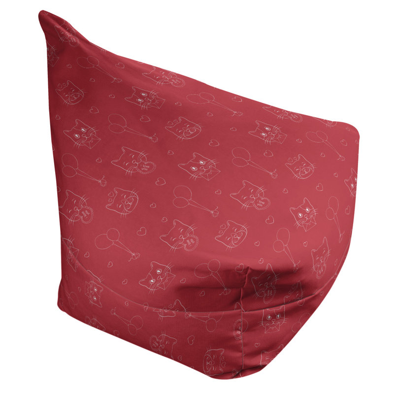 Fauteuil à billes rouge à motif géométrique - siège à motif triangulaire, Rouge, H 25 po x l 27 po x P 30 po