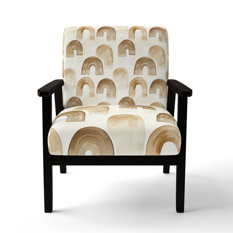 Chaise rembourrée moderne avec accoudoirs Boho Calm Brown, Accoudoirs carrés noirs