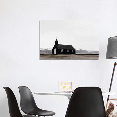 Church And Mountains by Leah Straatsma - Wrapped Canvas Print