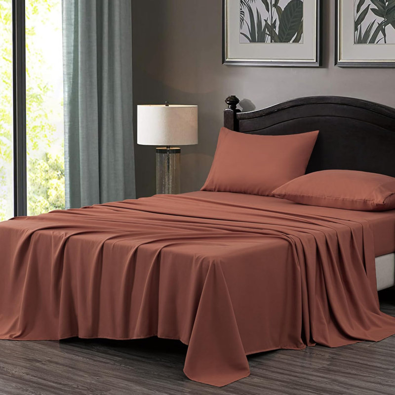 Ensemble de draps 4 pièces Southwest Fine Linens Vilano Springs, Très grand simple, Bleu acier