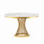 Table de salle à manger ronde avec une texture de marbre exquise, une base en acier inoxydable de 400 livres et une table de fête-1924693328