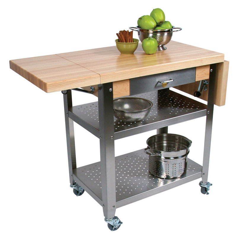 Cucina Elegante Kitchen Cart with Wood Top, 2 Included