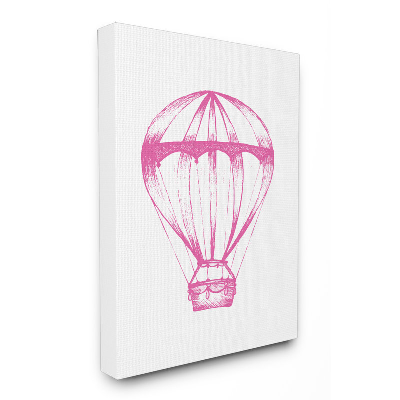 « hot air », reproduction d’impression en rose et blanc, H 30 po x l 24 po, Toile tendue