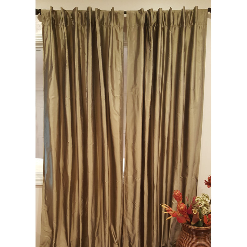 Silk Room Darkening Single Curtain Panel, 50" W x 108" L, Otter