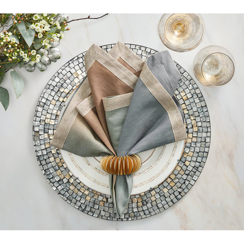 Dip Dye Linen Napkin, Beige/Taupe/Gray