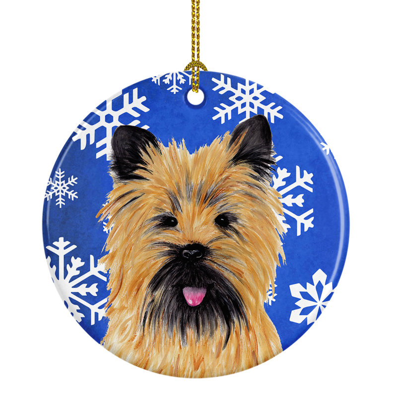 Ornement figurine suspendu en céramique terrier