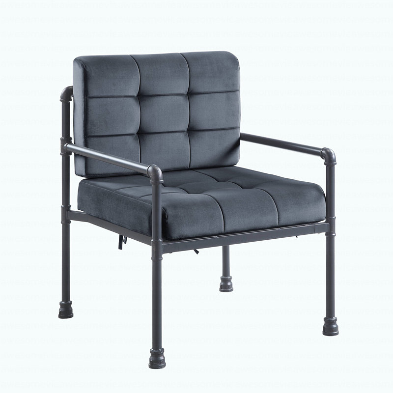 Fauteuil d'appoint moderne en velours gris et gris sablé