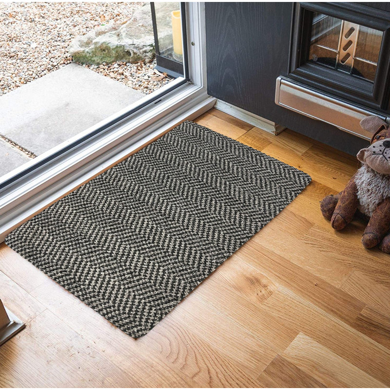 Kyheim Non-Slip Geometric Doormat, Taupe