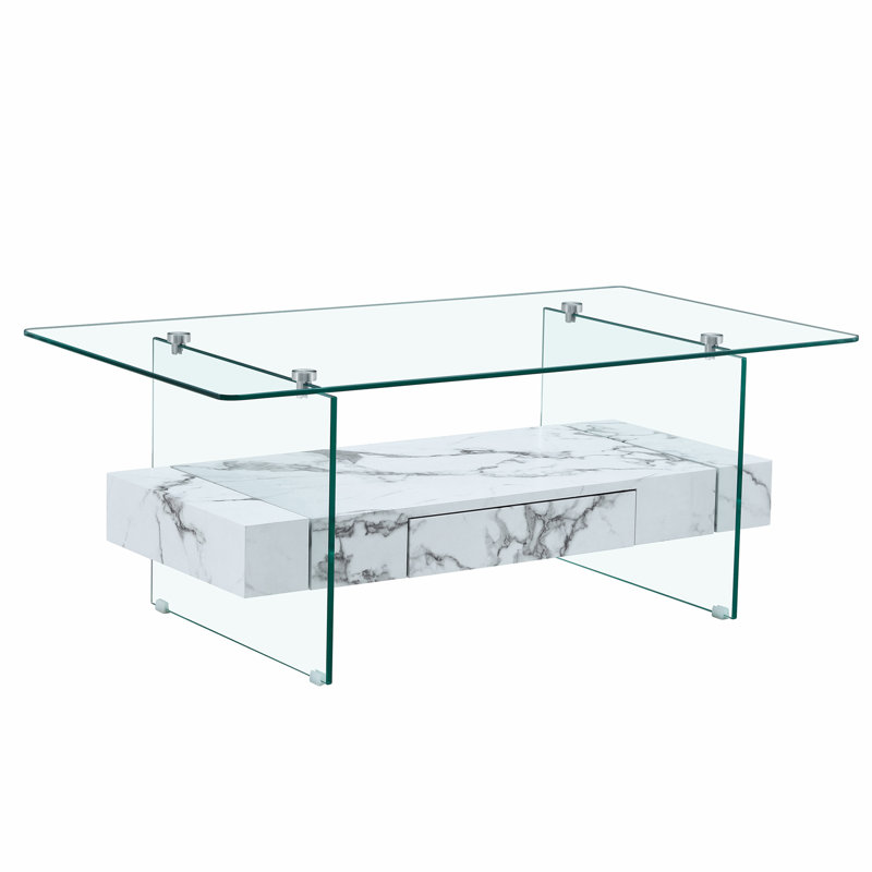 Table basse moderne à deux niveaux, Blanc
