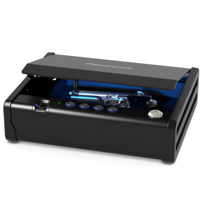SentrySafe 0.08 CuFt. Quick Access Pistol Safe with Biometric Dual Lock, 3.2" H x 12.1" W x 9.9" D