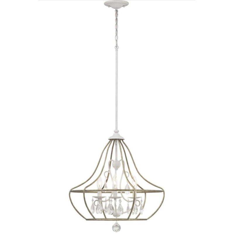 Lustre à trois lumières de la collection Fleurette, blanc chalet