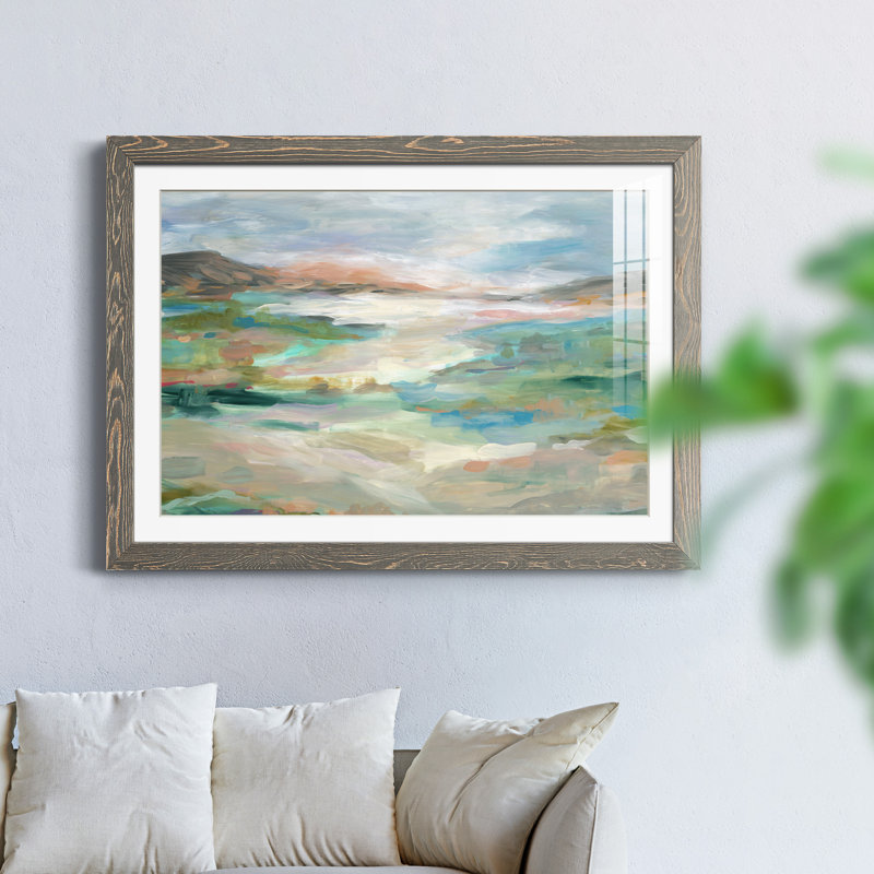 Vallée luxuriante - peinture encadrée, H 37,5 po x l 27,5 po x P 1,5 po, gris