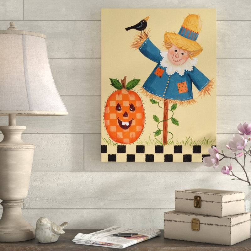 « happy jack o lantern », art sur toile, H 19 po x l 14 po x P 2 po