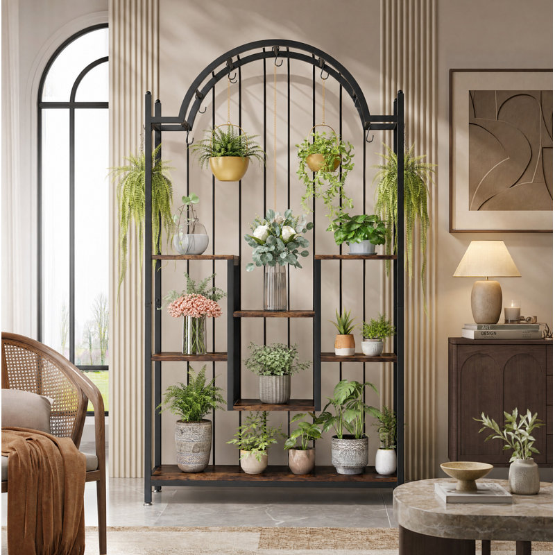 Arceli Plant Stand 5 Tier, Brown/Black