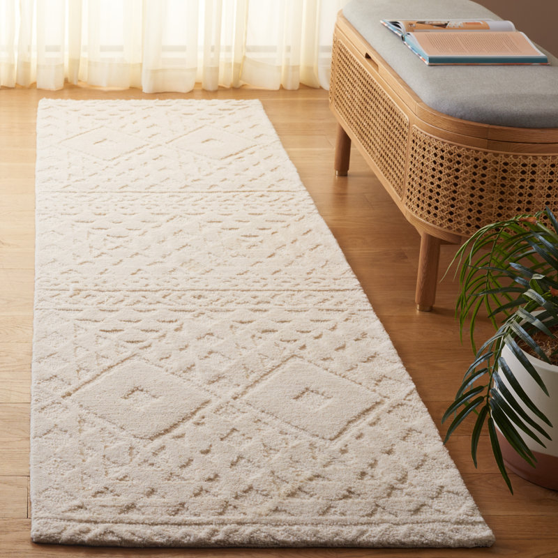 Kennedie Hand Tufted Wool & Cotton Geometric Shapes Rug, Runner 2'3" x 8'