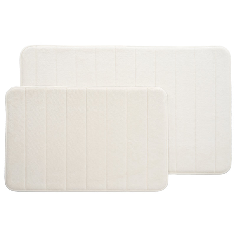 Ensemble de tapis de bain en mousse viscoélastique Billybob - Tapis de bain 2 pièces avec dessus en microfibre - Tapis antidérapants