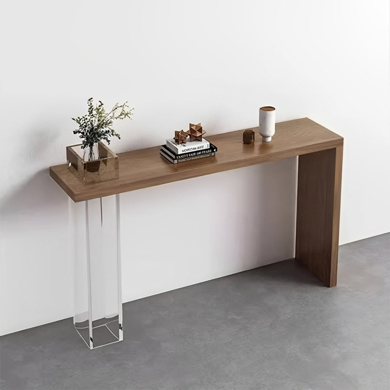Modern Minimalist Art Console Table, Brown/Clear