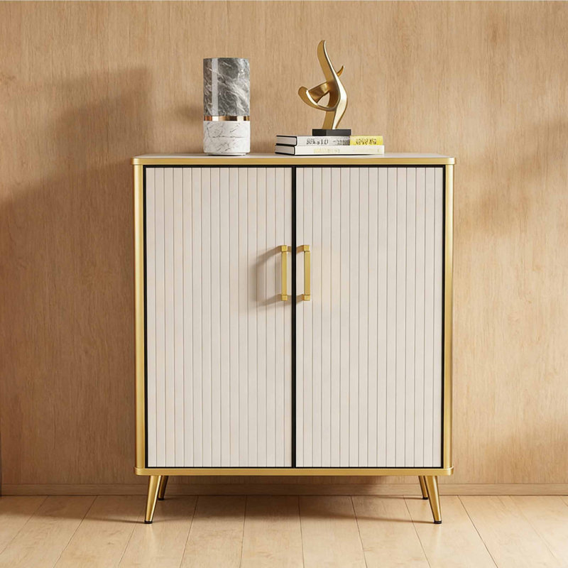 Armoire à chaussures de style américain, Crème, H 39,37 po x l 35,43 po x P 14,17 po
