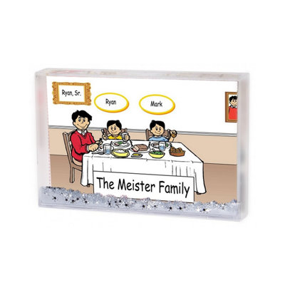 Personalized Family Dinner - Single Dad 2 boys Snow Globe Frame Gift