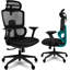 Chaise de bureau ergonomique en filet Liora avec appui-tête réglable, soutien lombaire et dossier respirant