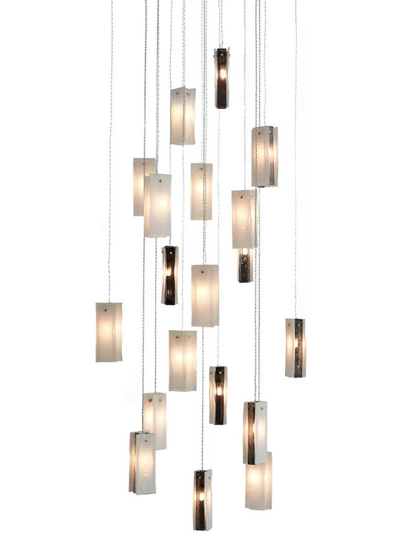 Luminaire suspendu Cluster Globe, Blanc / noir / transparent, 19