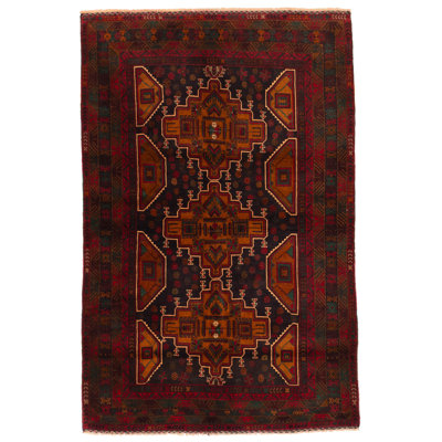 Tapis noir brûlé orange Teimani 4 pi 0 po x 6 pi 1 po
