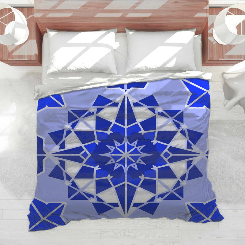 Blue Geometric Mandala Comforter, Twin Extra Long
