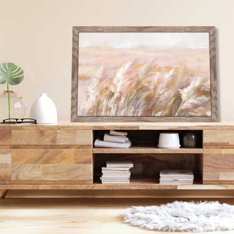 Herbes des prairies - Peinture, L 39,5 po x H 27,5 po, Encadrement brun