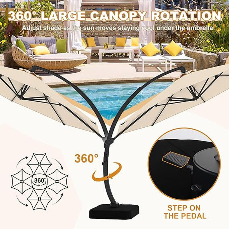 11FT Cantilever Patio Umbrella With Base Included, Cantilevers Outdoor Umbrella Heavy Duty Offset