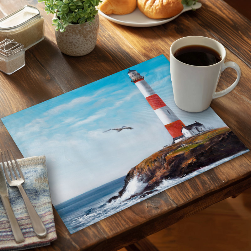 Lighthouse at the Edge Coastal Bedroom Placemat - Polyester Decor