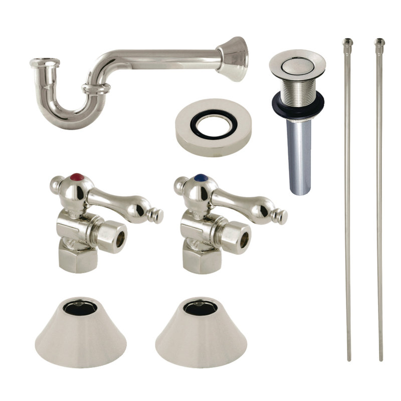 Kingston Brass Trimscape Traditional Plumbing Sink Trim Kit with P-Trap and Drain, Polished Nickel